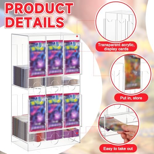 1 Pcs Acrylic Booster Pack Dispenser, Card Dispenser Storage and Organizer, for Trading Card, Booster Packs, Sports & More (Top and Bottom 6 Slots)