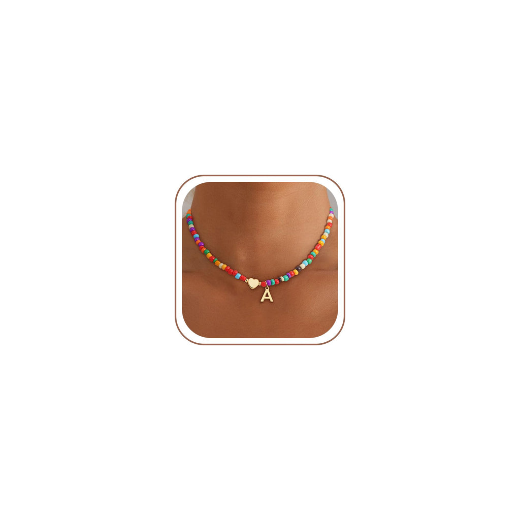 Eaciy Dainty Colorful Initial Necklace for Women Trendy Jewelry Gifts