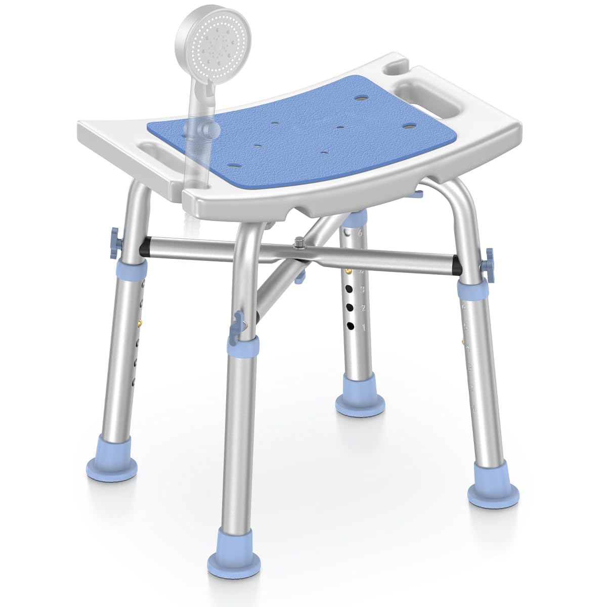 Delog Heavy Duty Shower Chair - 500lb Capacity, Padded Bath Seat with 6 Height Adjustable Tubes - Tool Free Anti-Slip Bench for Elderly, Senior, Handicap & Disabled