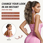 Flufymooz Ponytail Extension, 18 Inch Claw Clip Ponytail Extension, Wavy Curly Claw Clip in Ponytail Hair Extensions, Fake Ponytail Synthetic Hairpiece for Women (Honey Blonde with Blonde Highlights)