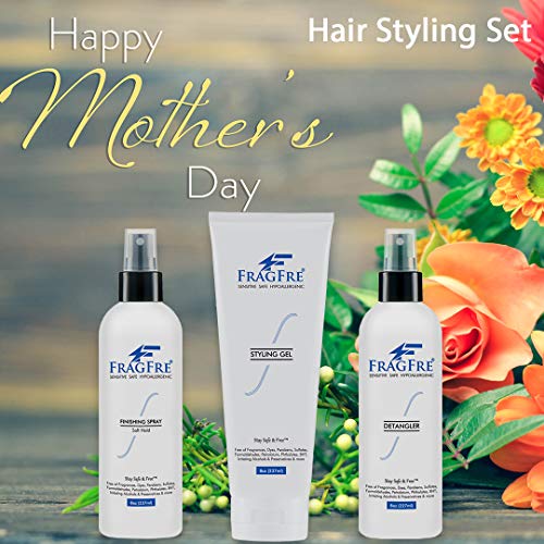 Hair Styling Gel 8 oz (2-Pack Gift Set) Medium Hold - Fragrance Free Hypoallergenic - Irritation Free Styling Gel for Sensitive Skin - for Men Women Children - Gluten Free Vegan Cruelty Free