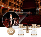 Yourelexit® Opera Glasses Binoculars 3X25 Lorgnette Theater Glasses Optical BK9 Mini Compact Lightweight Built-in Foldable Adjustable Handle Vintage for Adults Kids Women in Musical Concert Cinema