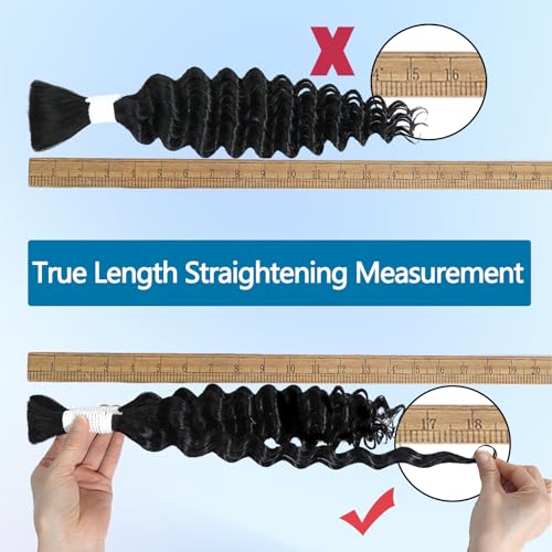 Human Braiding Hair 18 Inch Deep Water Wave Bulk Human Hair for Braiding 12A Brazilian Virgin Curly Hair for Boho Braids Wet and Wavy No Weft 2 Bundles 100g Hair Extensions