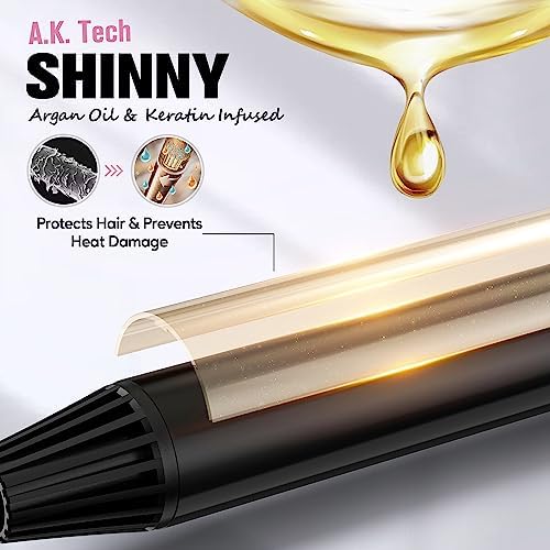Long Barrel Curling Iron 1 Inch, Extra Long Curling Iron for Thin Hair, Ceramic Curling Iron Infused Argan Oil & Keratin, Long Lasting Styling, 11 Adjustable Temp, Include Clips & Silicone Pad