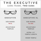 Clic Magnetic Reading Glasses for Men or Women, Computer Readers, Executive XL (XL-XXL, Black, 1.25 Magnification)