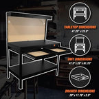 WEN WB4723T 48-Inch Workbench with Power Outlets and Light, Black