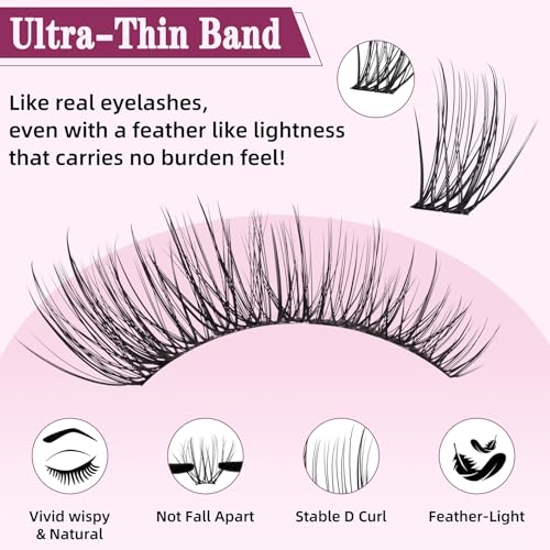 Lash Clusters 10-18mm Mix D Curl Eye Lashes Wispy Lash Clusters False Eyelash Clusters DIY Eyelash Extensions Individual Cluster Lashes (U14 Lashes Only)