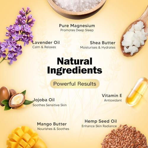 Magnesium Cream – Topical Magnesium Lotion with Lavender, Hemp Seed Oil, Vitamin E & Shea Butter – Relaxation Formula – Safe for Kids & Adults – 4 oz