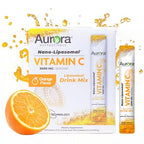 Vida Lifescience Aurora Nutrascience Nano-Pack Liposomal Vitamin C Powder Drink Mix, Immune Support, High Strength 3,000 mg Per Serving, 30 Single Serve Packets, Orange