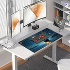 DEGDFSGR for MTG Playmat with Zones 27.5" x 15.74" inches for TCG Playmat Non-Slip Rubber Base Commander Playmats for Card Play mat Iorcana Trading Card Game, Moon Ship Blue Sea