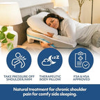 MedCline Shoulder Relief System, Bed Wedge Pillow for Shoulder Pain Relief with Therapeutic Body Pillow, Insert, and Covers, Inclined Sleep Position with Arm Pocket, Large for 5'10" and Above