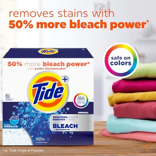 Tide Powder Laundry Detergent with Bleach Alternative, Original Scent, 89 Loads, 129 oz