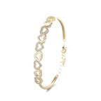 Amy & Annette 14K Gold Plated Heart Bangle Bracelet for Women with Crystals - Adjustable Gold Bangles, Heart Bracelets for Women, Cute Bangle, Gold Plated Bracelets
