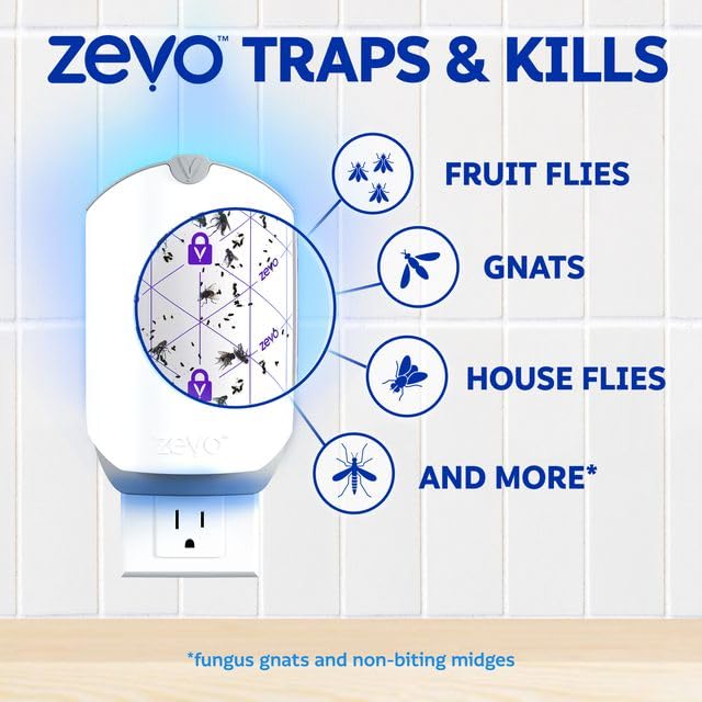 Zevo 2 Flying Insect Traps & 2 Cartridges - Plug-in Fly Trap & Indoor Insect Catcher for Gnats, Houses and Fruit Flies - Use in Any Room