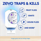 Zevo 2 Flying Insect Traps & 2 Cartridges - Plug-in Fly Trap & Indoor Insect Catcher for Gnats, Houses and Fruit Flies - Use in Any Room