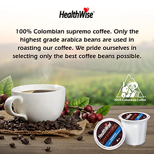 Healthwise Low Acid Hazelnut Decaf, Chemical-Free Swiss Water Process, 99.9% Caffeine Free, 100% Colombian Coffee K-Cups – Medium Roast, Healthier Coffee for Sensitive Stomachs - Keurig 2.0 Compatible - - 144 Count (Pack of 12)