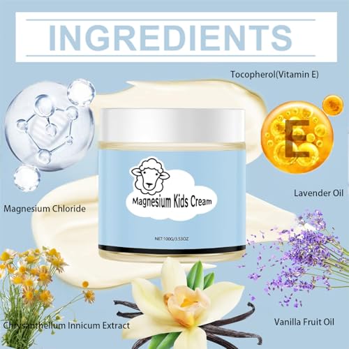 Kids Magnesium Lotion for Restful Sleep - Natural Calming Cream for Sensitive Skin - Magnesium - Safe for Adults & Children - Promotes Better Sleep