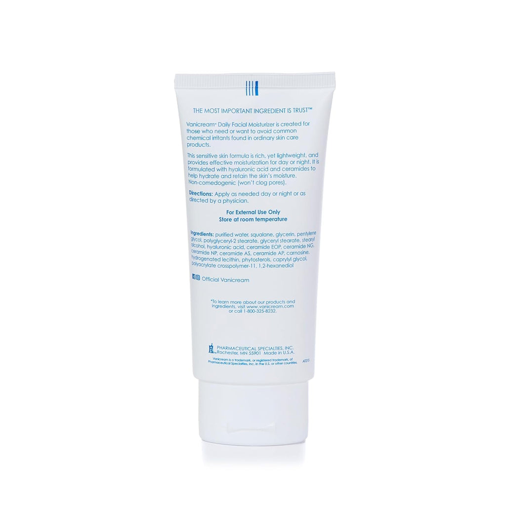 Vanicream Daily Facial Moisturizer With Ceramides and Hyaluronic Acid - Formulated Without Common Irritants for Those with Sensitive Skin, 3 fl oz (Pack of 2)