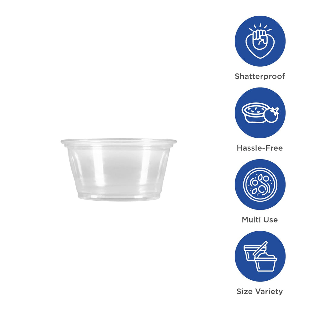Karat [2500 ct] 1 oz Portion Cups - Polypropylene Condiment Cups for Dressings, Sauce, Souffle, Jello Shots Containers | Clear | FP-P100-PP