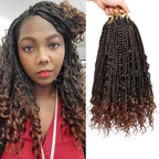 Boho Box Braids Crochet Hair 8 Packs Boho Crochet Braids Pre Looped 1B/30 Goddess Box Braids Crochet Hair for Black Women 14 Inch Boho Braids Crochet Hair Extension
