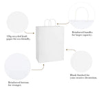 BagDream Large Paper Bags with Handles 13x7x17 Inch White 50 Pack Bulk
