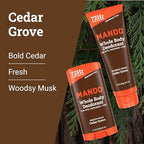 Mando Whole Body Deodorant - Invisible Cream Tube and Solid Stick - 72 Hour Odor Control - Aluminum Free, Baking Soda Free, Skin Safe - 3.0 Ounce Tube and 2.6 Ounce Solid Stick Bundle - Cedar Grove