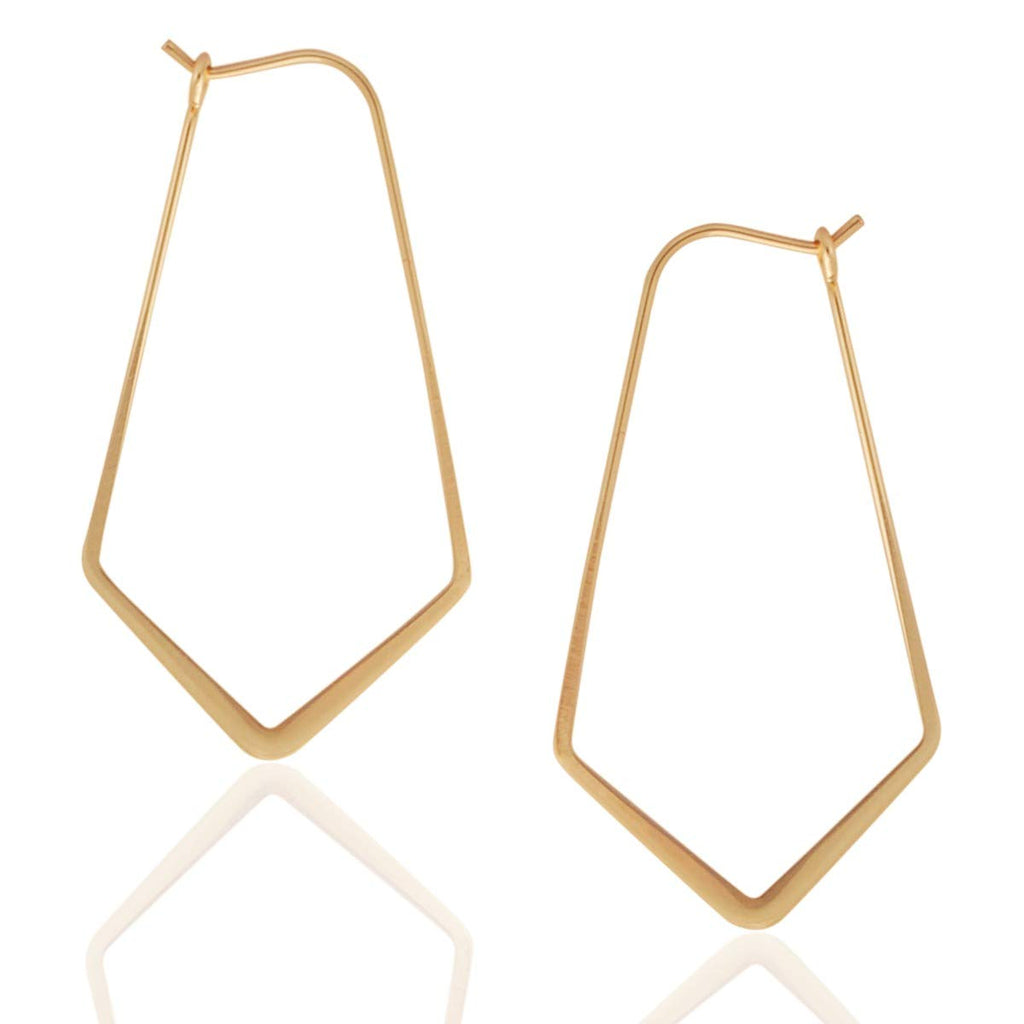 Geometric Chevron Threader Hoop Earrings for Women - 18K Gold Plated Hoops