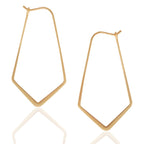 Geometric Chevron Threader Hoop Earrings for Women - 18K Gold Plated Hoops