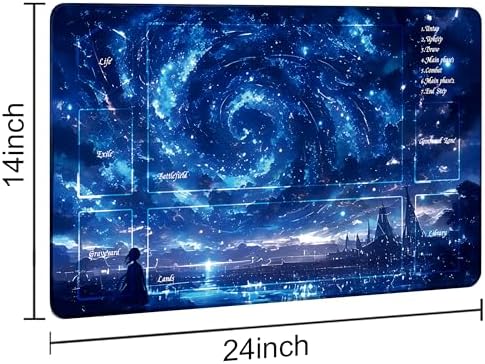 MTG Playmat TCG Playmat -Includes Storage Bag and 14 Dice-Experience Top-Tier Quality and Edge-Locking Waterproof and Non-Slip Mat! (playmat with, Starry Sky)
