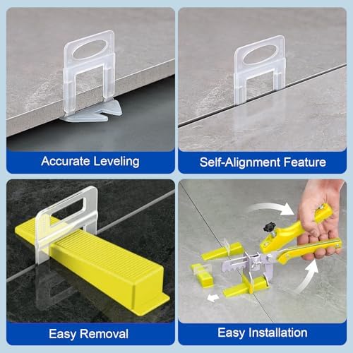 DGSL Tile Leveling System Clips - 500-Piece DIY Tiles Leveler Spacers - Tile Leveling System for Professional Ceramic Tile and Stone Installation (1/8 Inch)