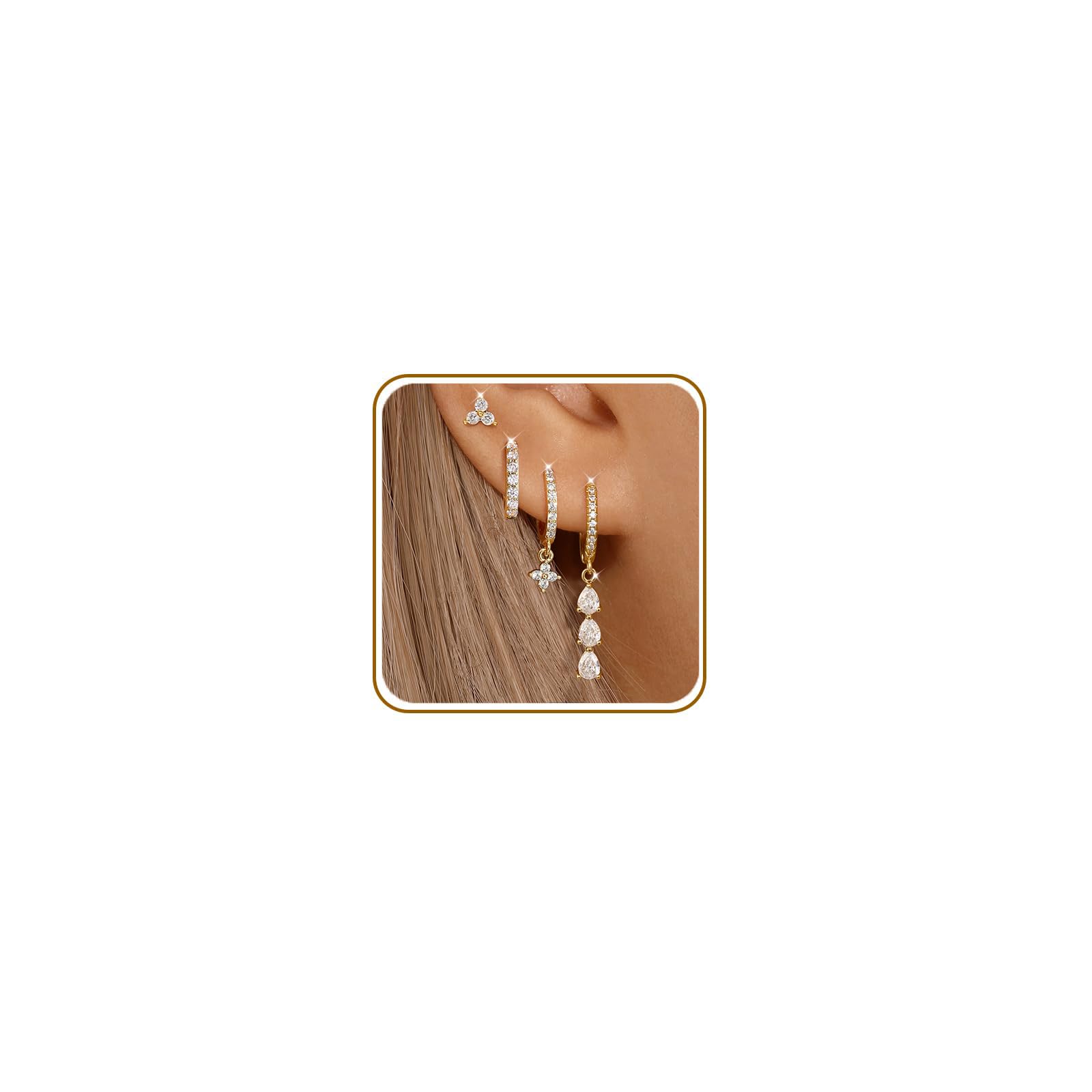 Quinby Earrings For Women Trendy,14k Gold Plated Drop Earring For Women,Hypoallergenic Gold Earrings Dangle,Prom Earring Jewelry For Gift