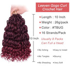 Leeven Curly Crochet Hair 10 Inch 8 Packs Burgundy Gogo Curl Crochet Hair Pre Looped Ocean Wave Crochet Hair Ombre Red Deep Twist Bohemian Box Braids Synthetic Water Wave Braiding Hair for Women