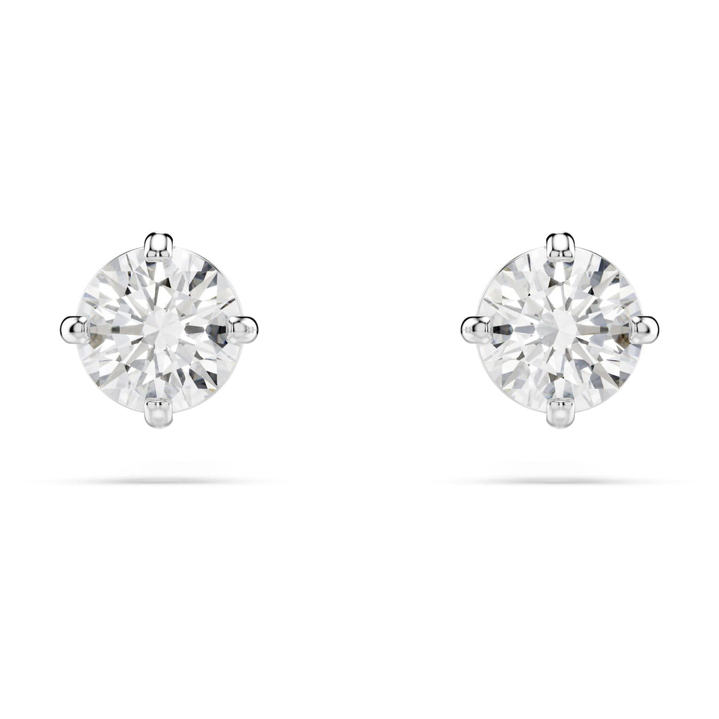 SWAROVSKI Attract Pierced Stud Earrings, Round-Cut Clear Crystals on Rhodium Finish Setting, Part of the Swarovski Attract Collection