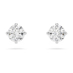 SWAROVSKI Attract Pierced Stud Earrings, Round-Cut Clear Crystals on Rhodium Finish Setting, Part of the Swarovski Attract Collection