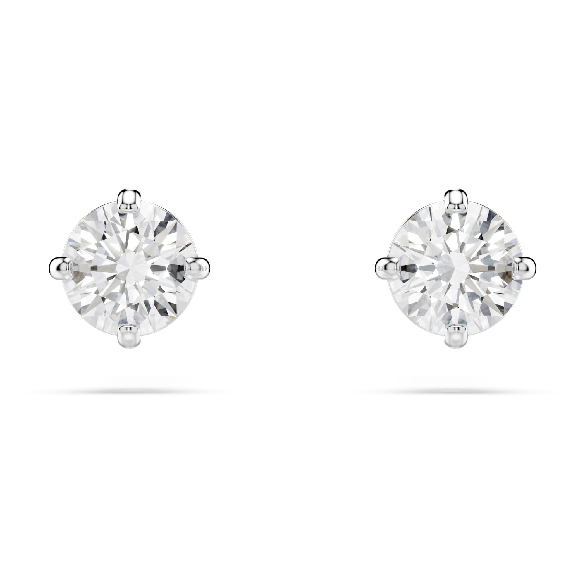 SWAROVSKI Attract Pierced Stud Earrings, Round-Cut Clear Crystals on Rhodium Finish Setting, Part of the Swarovski Attract Collection
