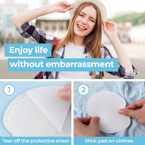 Armpit Sweat Pads for Under Arms - Extra Comfort, For Hyperhidrosis, for Men and Women, Not Visible, Disposable Underarm Dress Shields/Guards, Enhanced Anti Sweat Protection