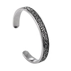 YWMAN Vintage Floral Cuff Bracelet, Stainless Steel Flower Bangle Bracelets for Women