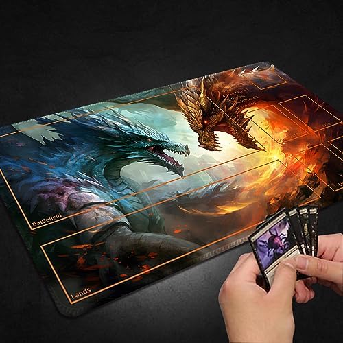 Playmat for MTG, with Free Storage Bags,Game Mat 24 x 14 inches, TCG and Board Game Mat for Cards,Mousepad Desk Mats (with Zones,Magic Mat 3)