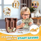 Summidate Wooden Letter Piggy Bank, Extra Thick Large Capacity Piggy Bank for Kids Boys Girls Toddler, Alphabet U Money Bank| Coin Box Birthday, Christmas, Festival