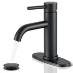 WINKEAR Black Bathroom Faucet, Single Hole Bathroom Faucet Stainless Steel
