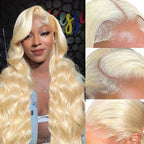 30 Inch Lace Front Wig Human Hair 13x6 Body Wave Blonde Lace Front Wigs Human Hair Transparent 613 HD Lace Frontal Wig Pre Plucked with Baby Hair 180% Density