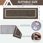 COSY HOMEER Soft Stair Treads 15pcs Non-Slip Carpet Mat 28inX9in Indoor Stair Runners for Wooden Steps,Stair Rugs for Kids and Dogs, 100% Polyester TPE Backing Brown,Square