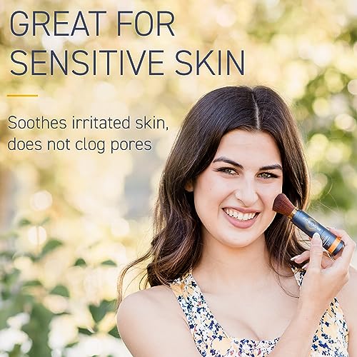 Brush On Block SPF 30 Mineral Powder Sunscreen, Touch of Tan, Refillable, Broad Spectrum, Water Resistant Face Protection, For All Skin Types, Subtle Hint of Color, Reef Friendly, Mfg in USA