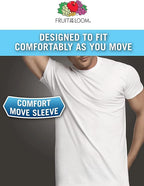Fruit of the Loom Mens Stay Tucked Crew T-Shirt Underwear, Classic Fit - White 6 Pack, Large US