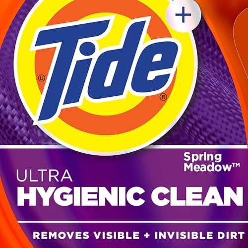 Tide Hygienic Clean Heavy 10x Duty Liquid Laundry Detergent, HE Compatible, Spring Meadow Scent, 59 Loads, 84 fl oz