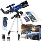 Telescope for Kids & Adults Beginners, 70mm Astronomy Refractor Telescope with Adjustable Tripod, Portable Telescope for Moon & Planet Viewing, Includes 2 Eyepieces & Finder Scope