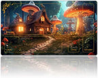for MTG Playmat with Zones 24 x 14 inches for TCG Playmats Non-Slip Rubber Base Commander Play Mat for Magic The Gathering Playmat Iorcana Trading Card Game, A Magical Mushroom Village