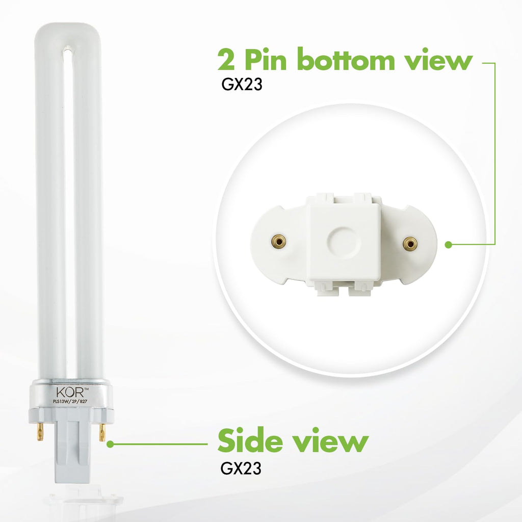KOR (4 Pack) PL13S/27/ECO - Compact Fluorescent Plug-in - 13 Watt - 120 Volt - T4-2-Pin (GX23) - 2,700 Kelvin (Soft White)