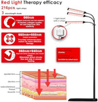 Red Light Therapy Lamp with Adjustable Stand, Timer, Height, Brightness - 660nm, 660nm+850nm, 660Nm+940nm- Effective for Body and Skin Vitality, 3-Head,Black,27W