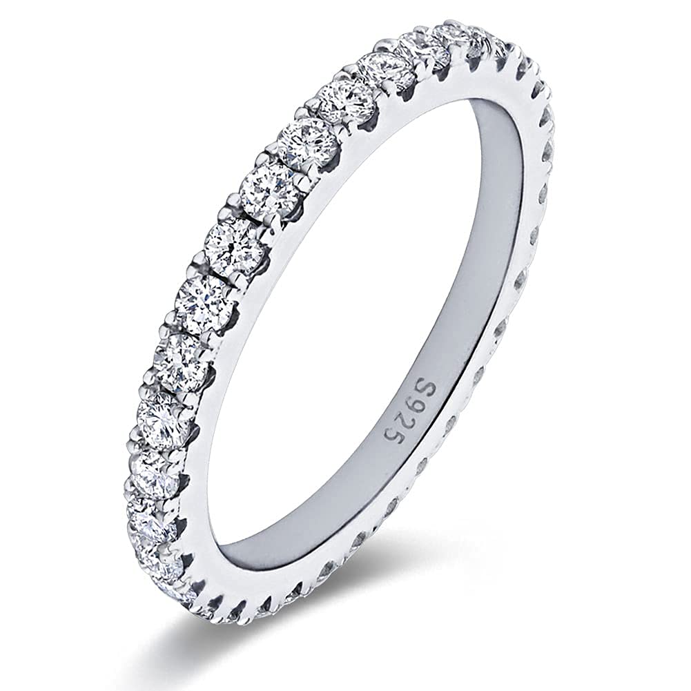 Bo.Dream 2.2mm Cubic Zirconia Wedding Eternity Band 925 Sterling Silver